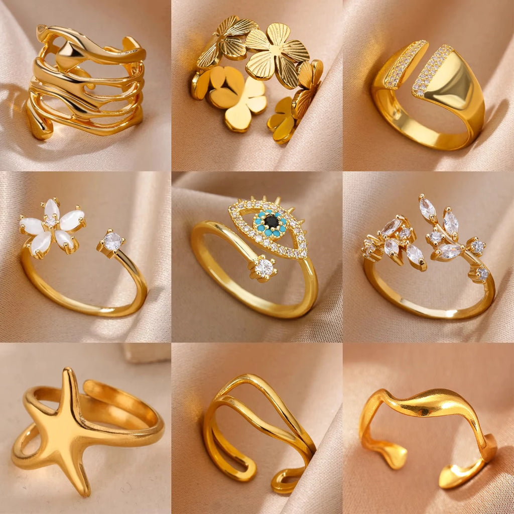 Aura Geometric Zircon Ring – Luxury Gold Edition