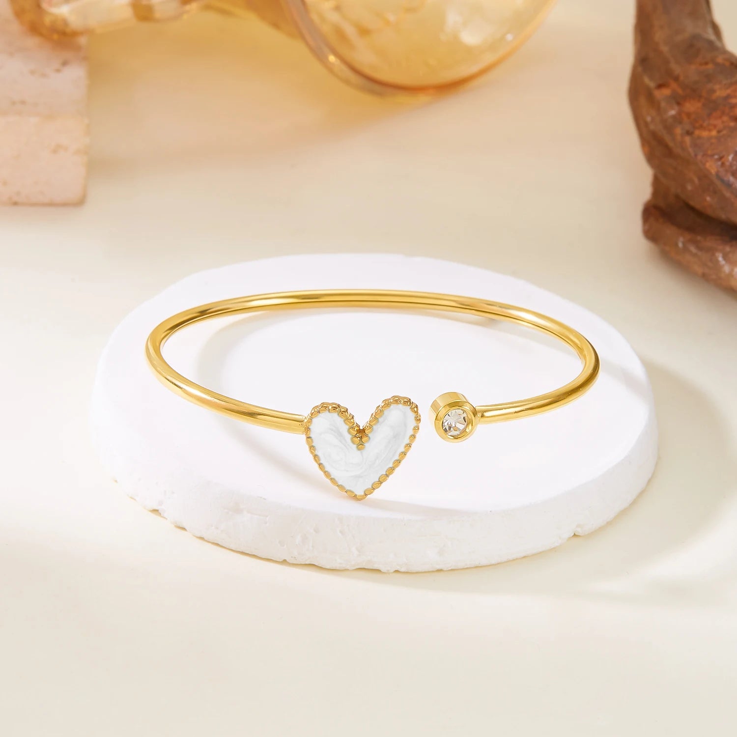 Aura Lumière Pearl Heart Open Cuff