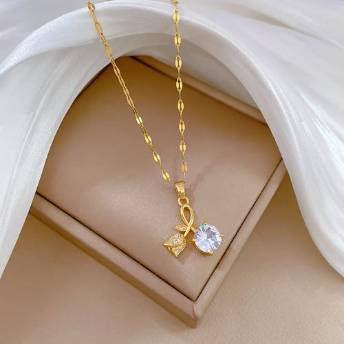 Aura Blossom & Dewdrop Pendant Necklace