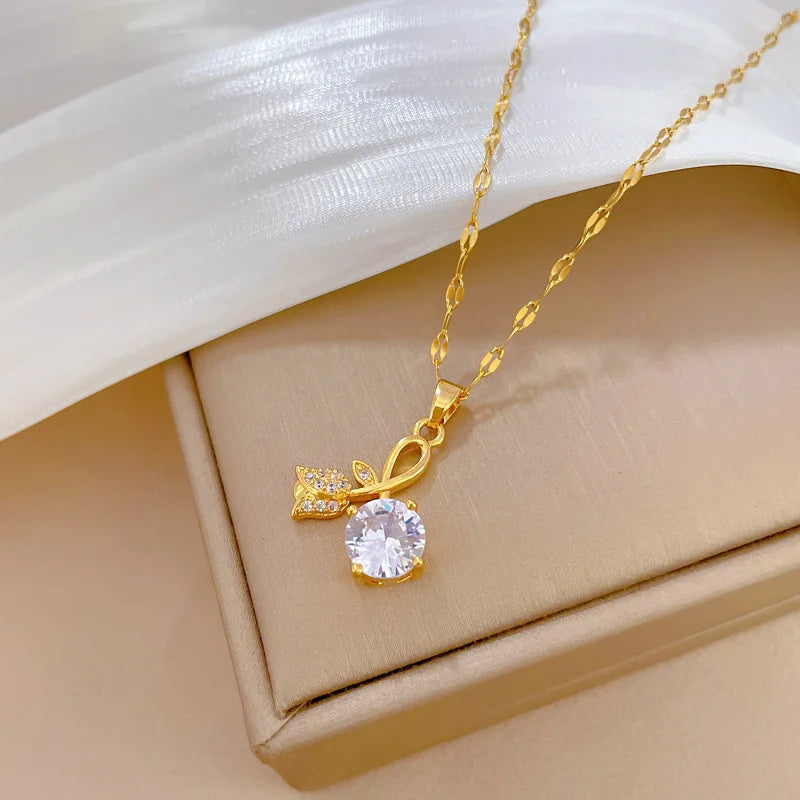 Aura Blossom & Dewdrop Pendant Necklace