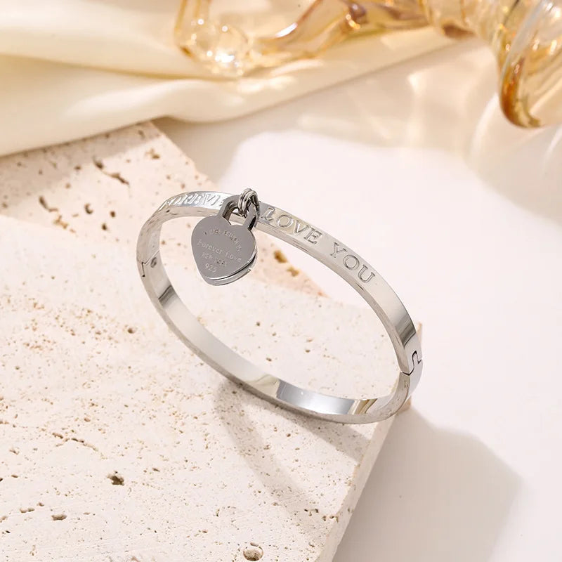 Aura Amour Stackable Heart Bangle Set
