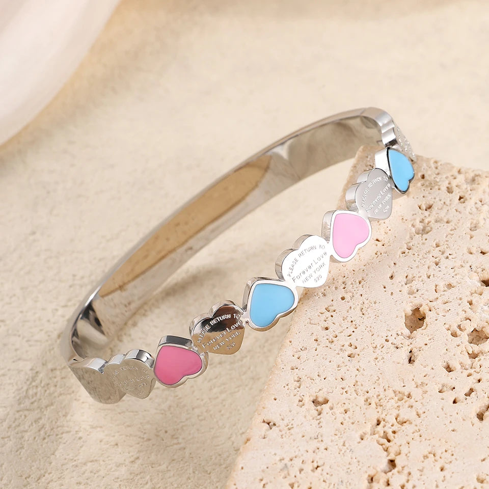 Aura Amour Stackable Heart Bangle Set