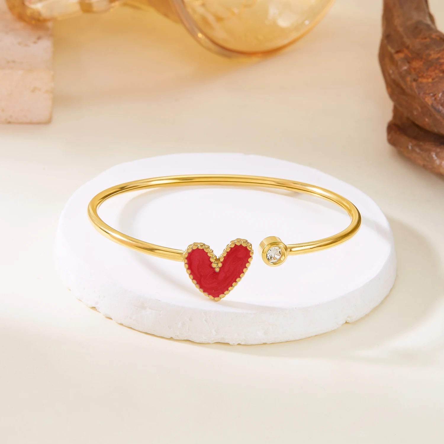 Aura Lumière Pearl Heart Open Cuff