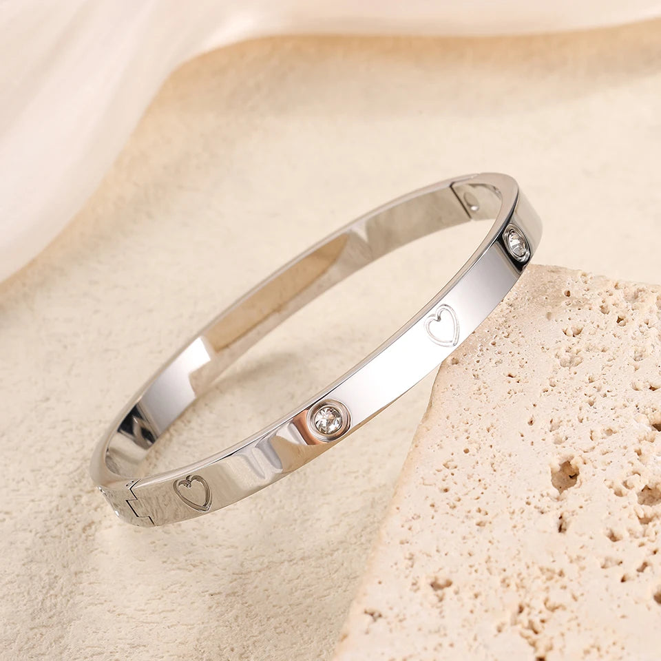 Aura Amour Stackable Heart Bangle Set