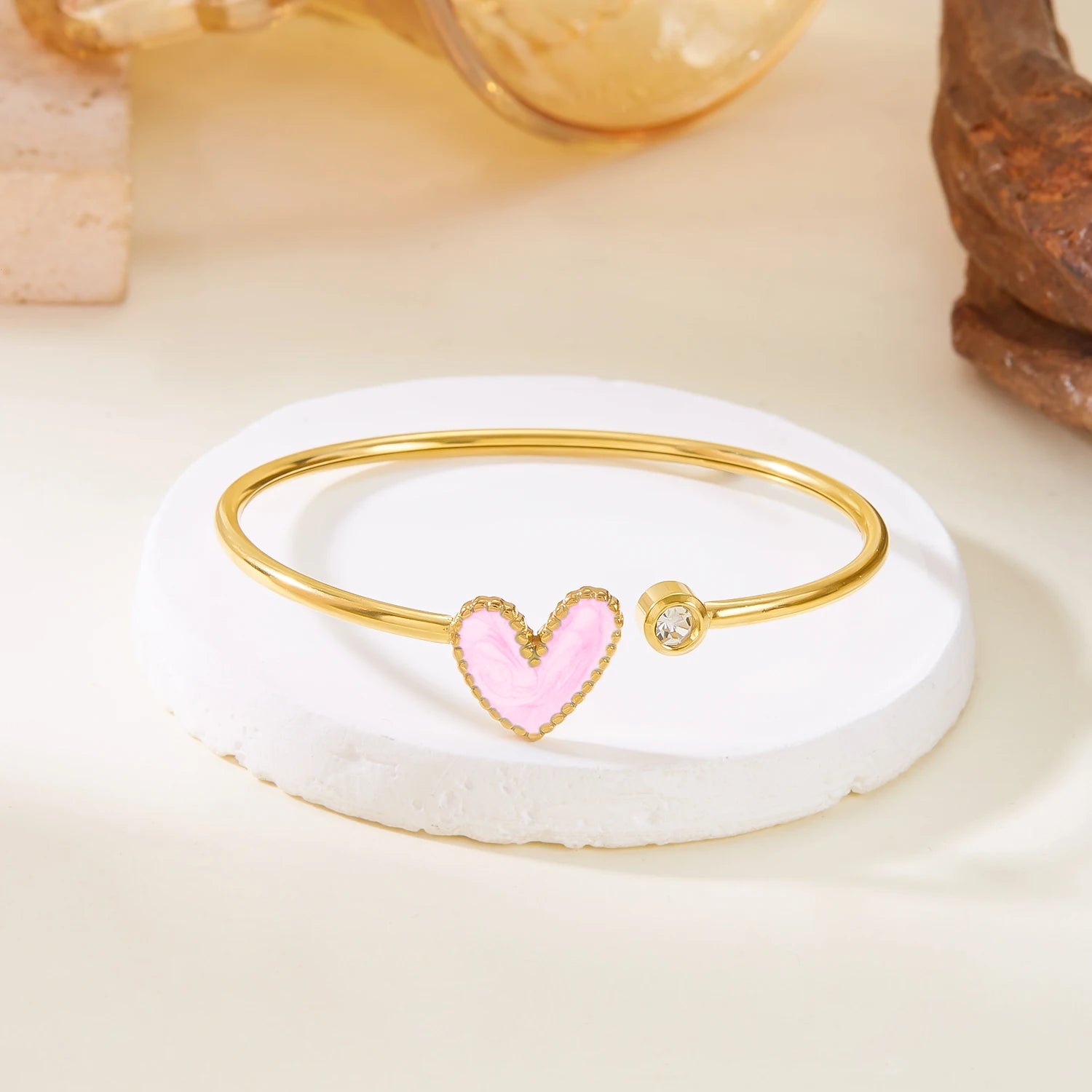 Aura Lumière Pearl Heart Open Cuff