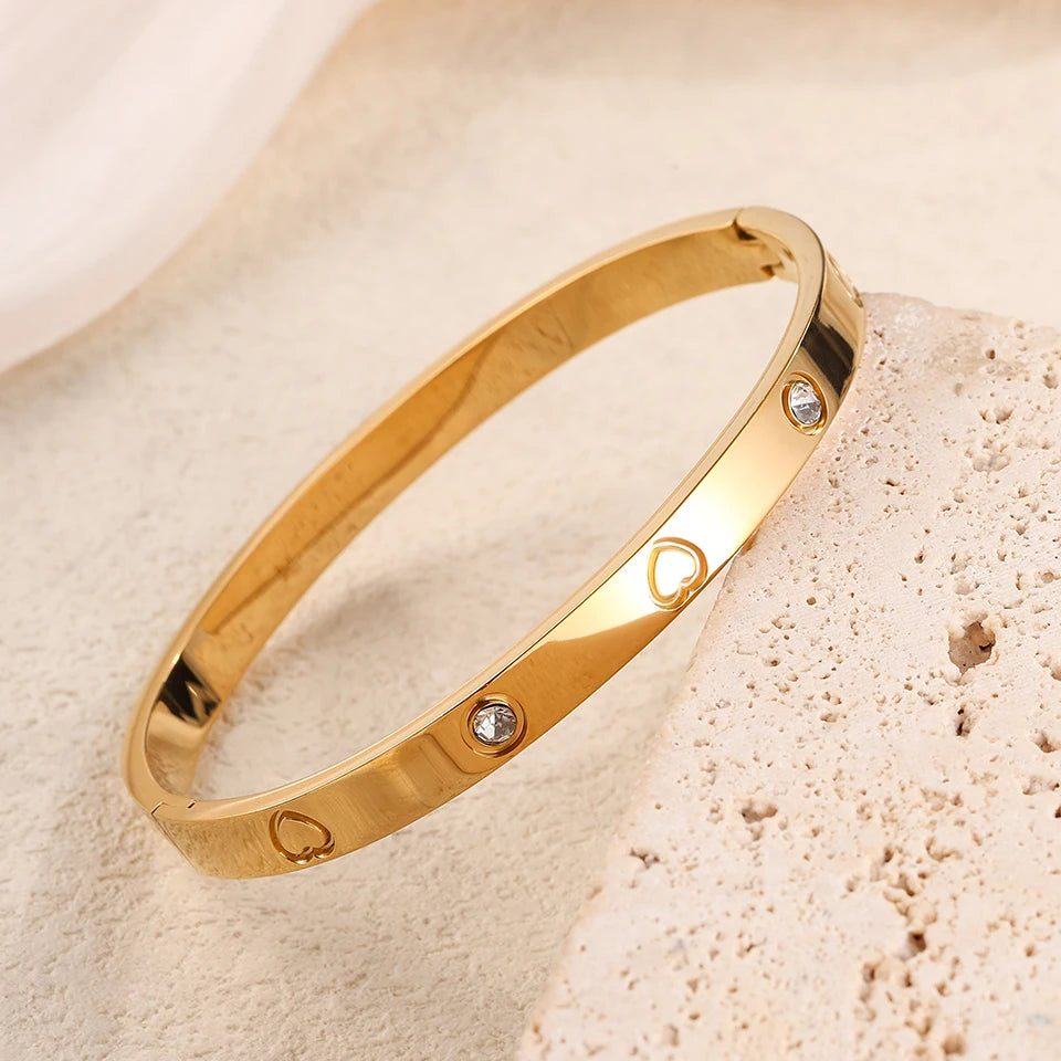 Aura Amour Stackable Heart Bangle Set