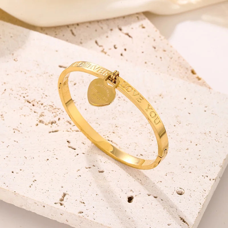 Aura Amour Stackable Heart Bangle Set