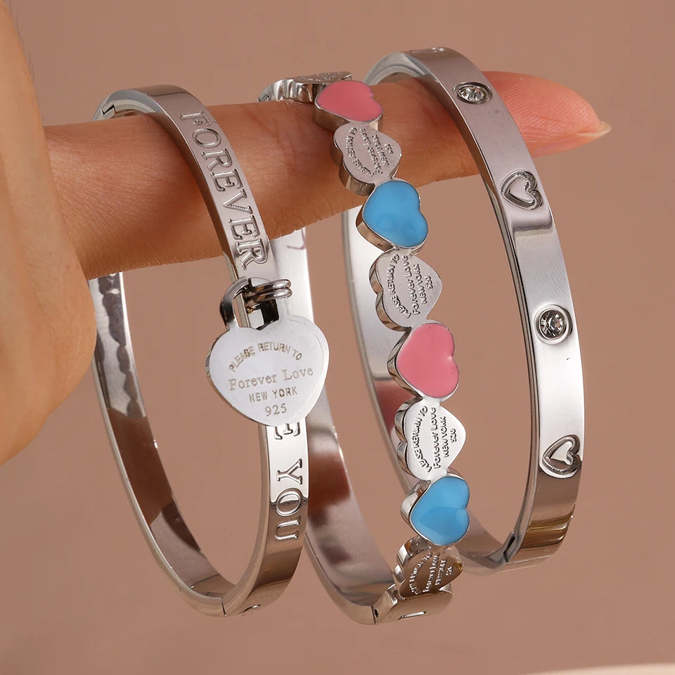 Aura Amour Stackable Heart Bangle Set