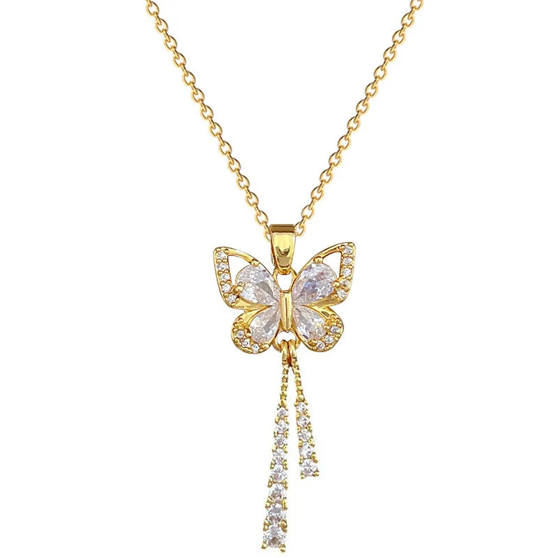 Aura Fluttering Crystal Butterfly Necklace