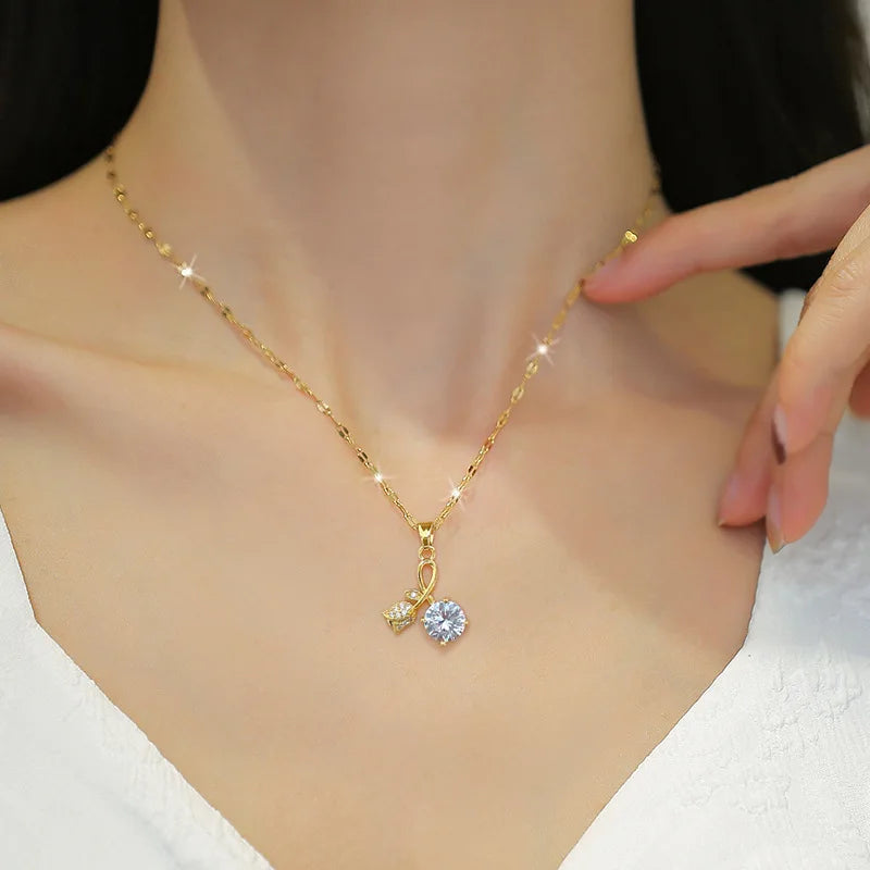 Aura Blossom & Dewdrop Pendant Necklace