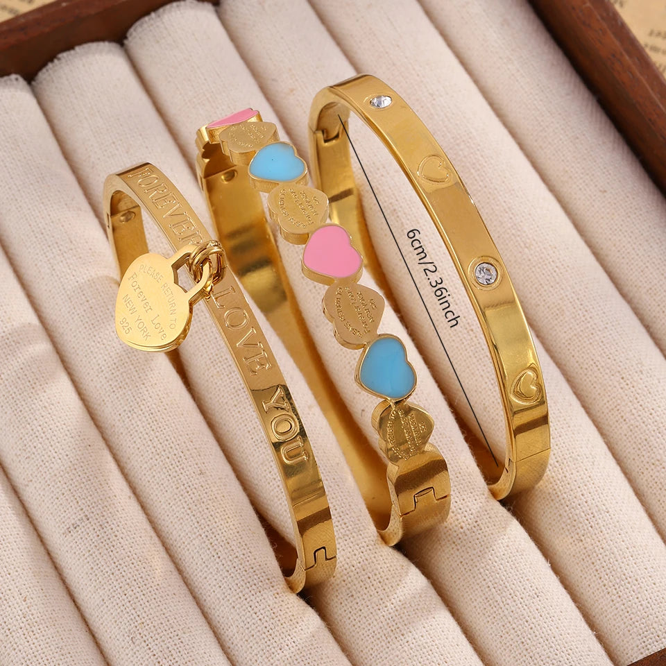 Aura Amour Stackable Heart Bangle Set