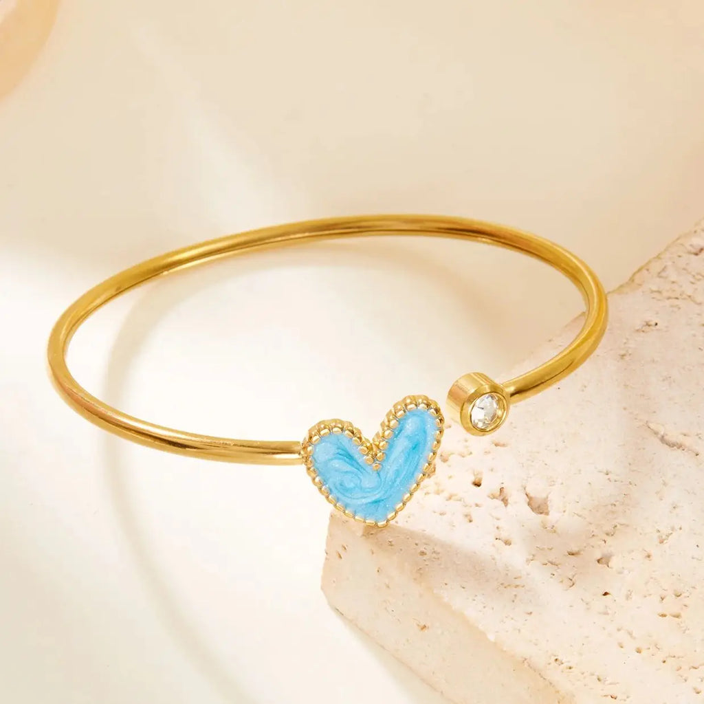 Aura Lumière Pearl Heart Open Cuff