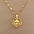 Aura French Hollow Shell Pearl Necklace
