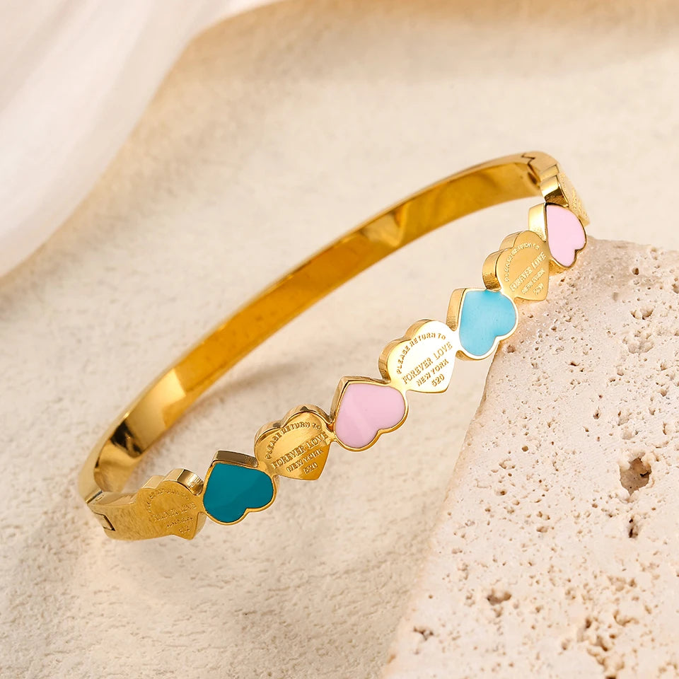 Aura Amour Stackable Heart Bangle Set