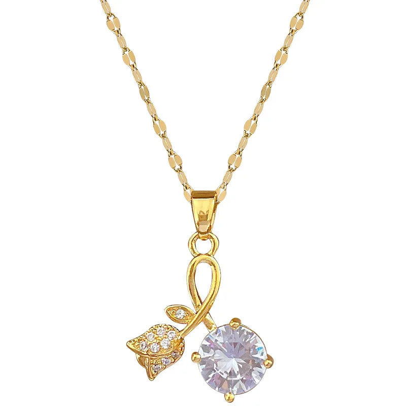 Aura Blossom & Dewdrop Pendant Necklace